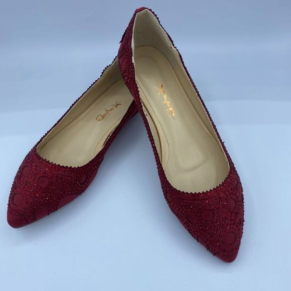 XYD Women Elegant Pointed Toe Rhinestone Flats Mes - Picture 9 of 13